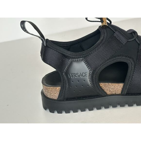 Versace Black Mules Leather Sandals 12.5 US (45.5 Eu) 1014481 Made in Italy NWT main image 9